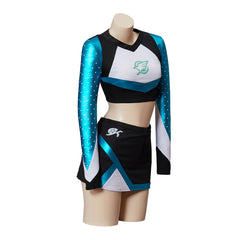 Euphoria Cassie Howard Blue Sequined Cheerleader Uniform Cosplay Outfit - Halloweez