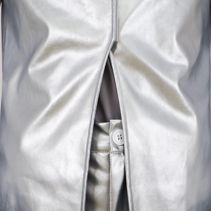 JoJo's Bizarre Adventure Steel Ball Run Funny Valentine Silver Trench Coat Full Cosplay Costume Set - Halloweez