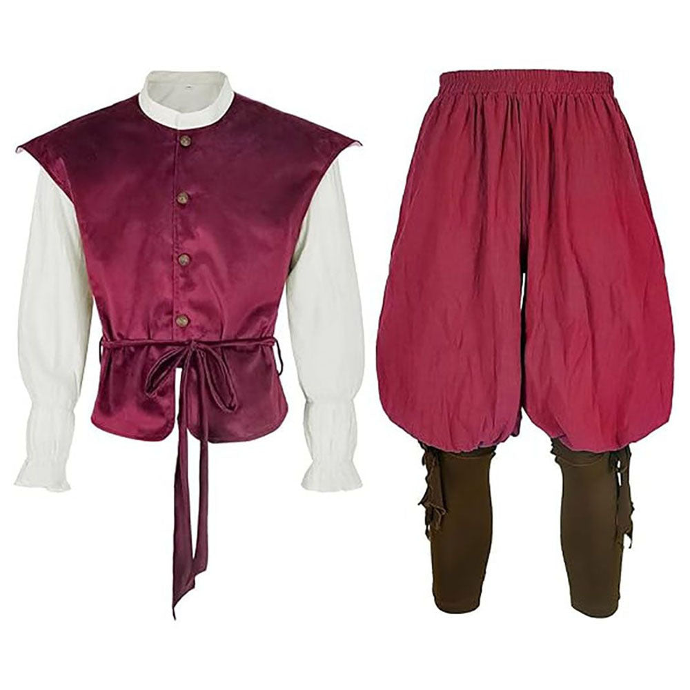 Vintage Medieval Renaissance Pirate Viking Knight Full Set Stage Performance Costume Halloween Cosplay - Halloweez