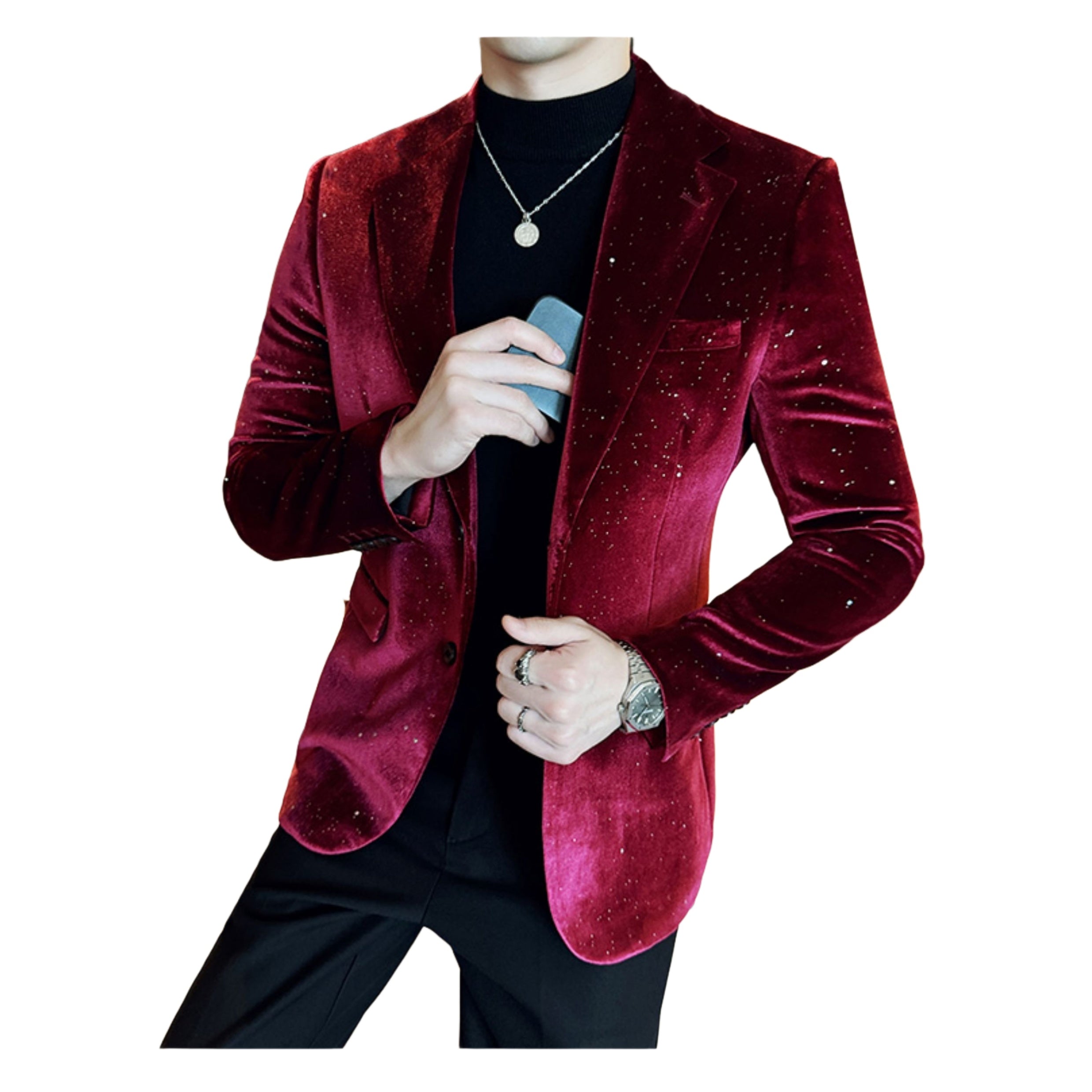 Autumn Men's Velvet Flash Gold Blazer Slim Fit Korean Style Nightclub Party Formal Suit Jacket - Halloweez