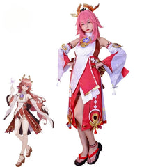 Halloweez Yae Miko Cosplay Costume - Authentic Guuji Dress Set for Women - Halloweez