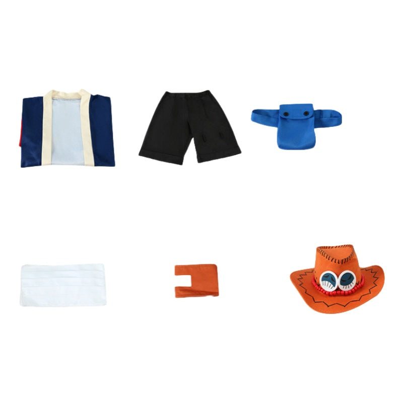 One Piece Portgas D. Ace Kimono Anime Cosplay Costume - Factory Stock - Halloweez