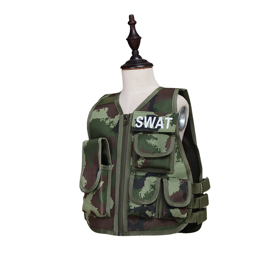 Halloweez Kids Airsoft Vest, Camouflage Tactical Vest, Sniper Cosplay Costume, CS War Game Waistcoat