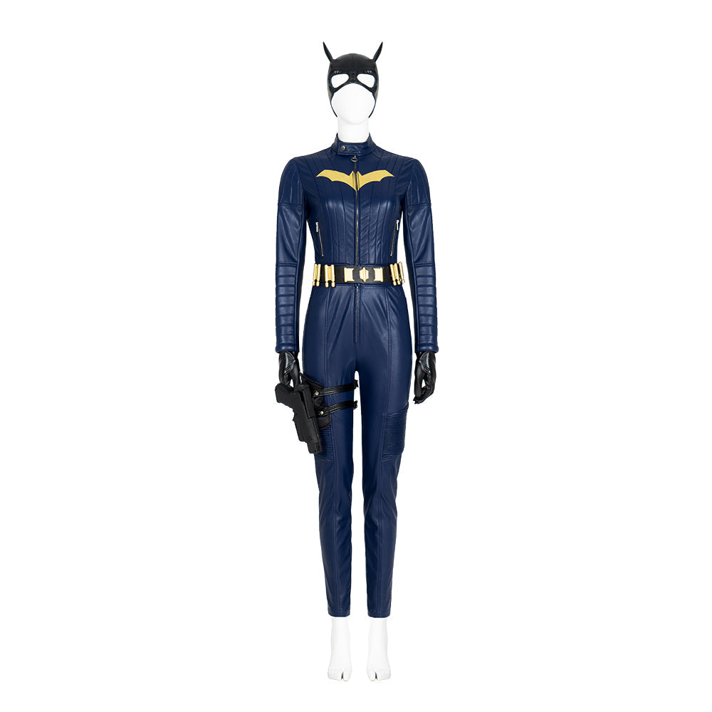 2022 Halloweez Batgirl Cosplay Costume - Barbara Gordon's Iconic Blue Jumpsuit with Cape for Heroic Roleplay