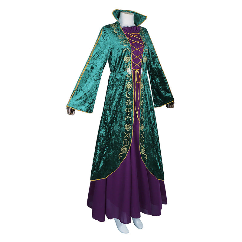 Hocus Pocus Witch Costume - Medieval Stage Performance Retro Robe for Cosplay and Halloween