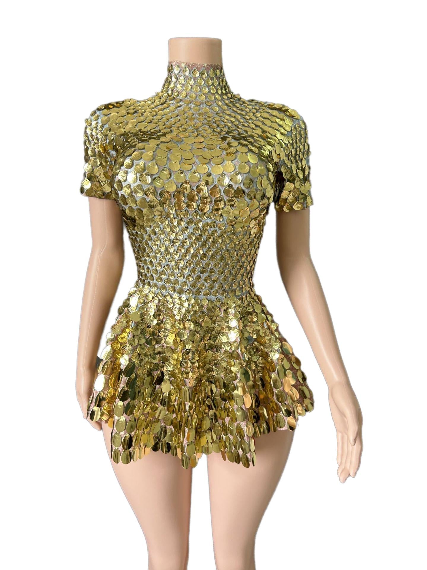 Novance Green Sequin Halter Neck Backless Mini Dress - Sexy Party Evening Dress for Women - Halloweez