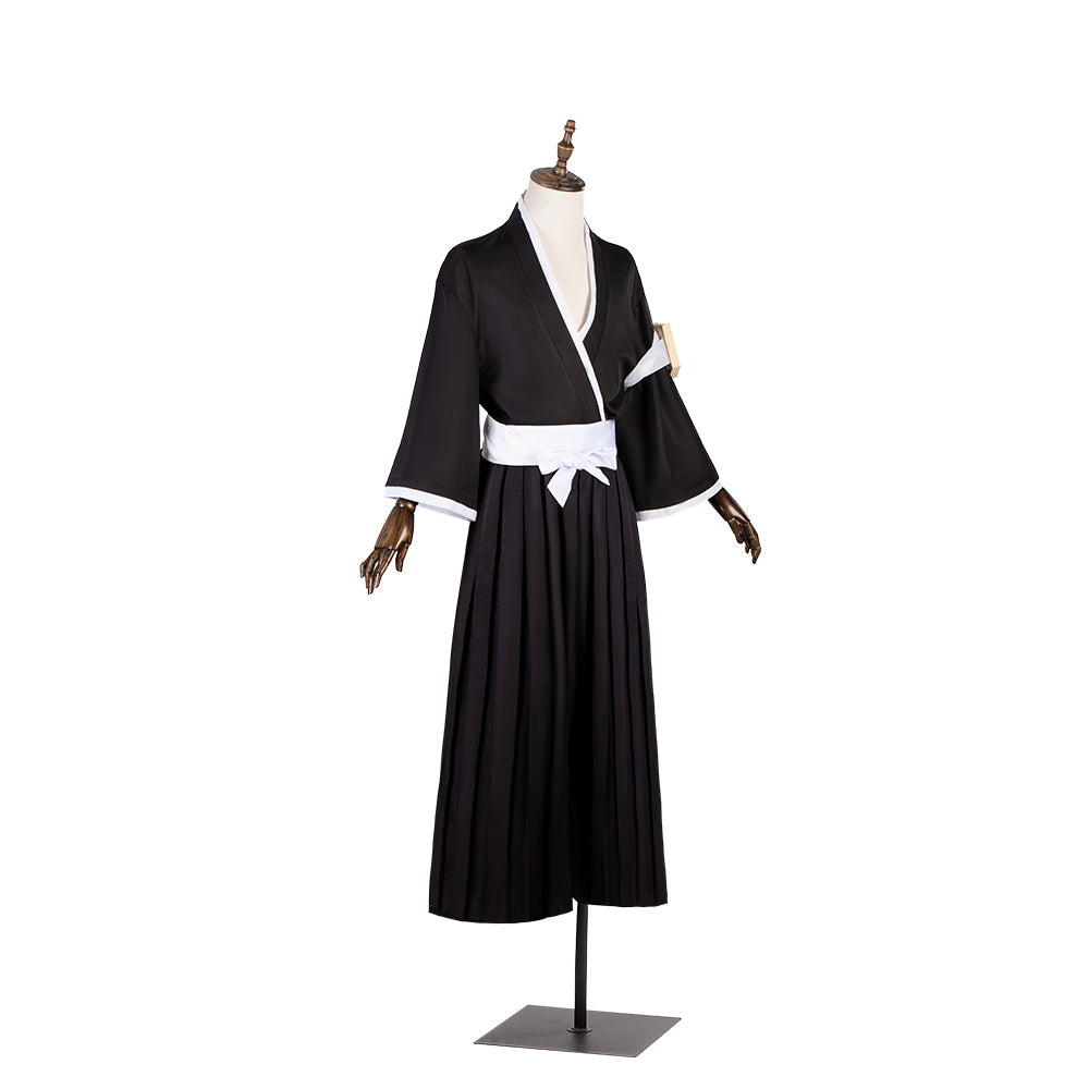 Costume de cosplay d'Ichigo Kurosaki d'Halloween avec perruque, haut noir et pantalon pour Halloween