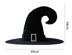 Halloween Crinkle Witch Hat for Kids Adults Party Dress Up Gold Velvet Curved Horn Hat Elf Witch Hat Wizard Hat - Halloweez