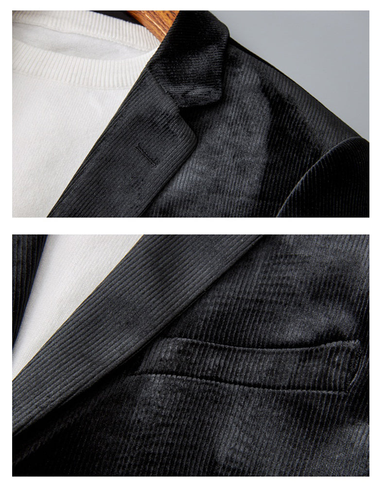 Marvel Venom Plush Velvet Suit Jacket Men's Slim Fit Korean Style Autumn Winter Casual Blazer British Single Suit Trendy Cosplay Costume - Halloweez