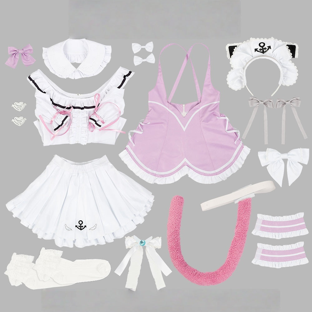VTuber Minato Aqua Cosplay Costume 2024 Cat Ear Maid Dress for Anime Fans - Halloweez