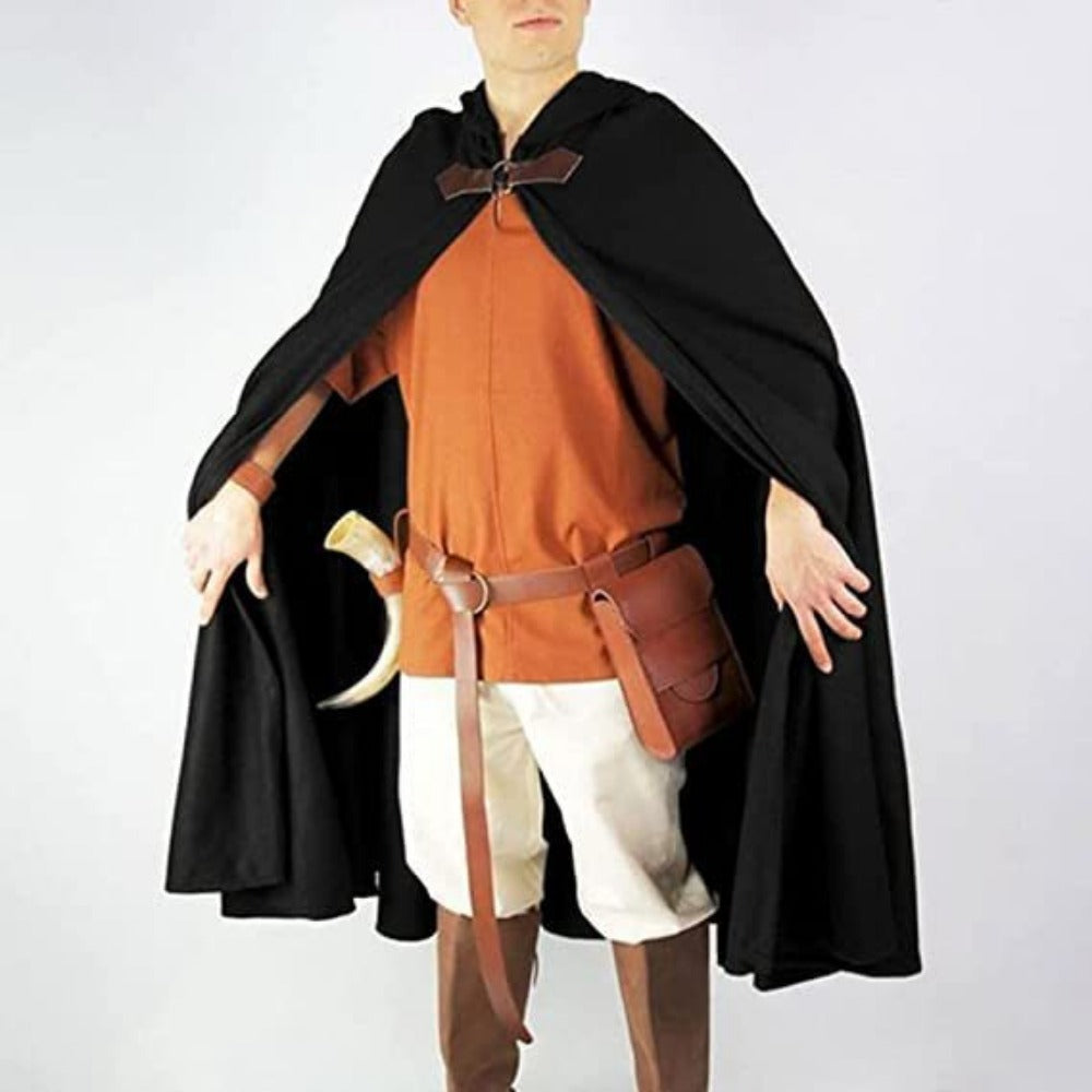 Medieval Deer Suede Cloak Halloween Vintage Battle Warrior Magic Robe Cosplay Costume - Halloweez