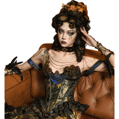 Blood Supply Original Luxurious Gold Fringed Corset Bodice Dress for Halloween Cosplay Party Costume - Halloweez