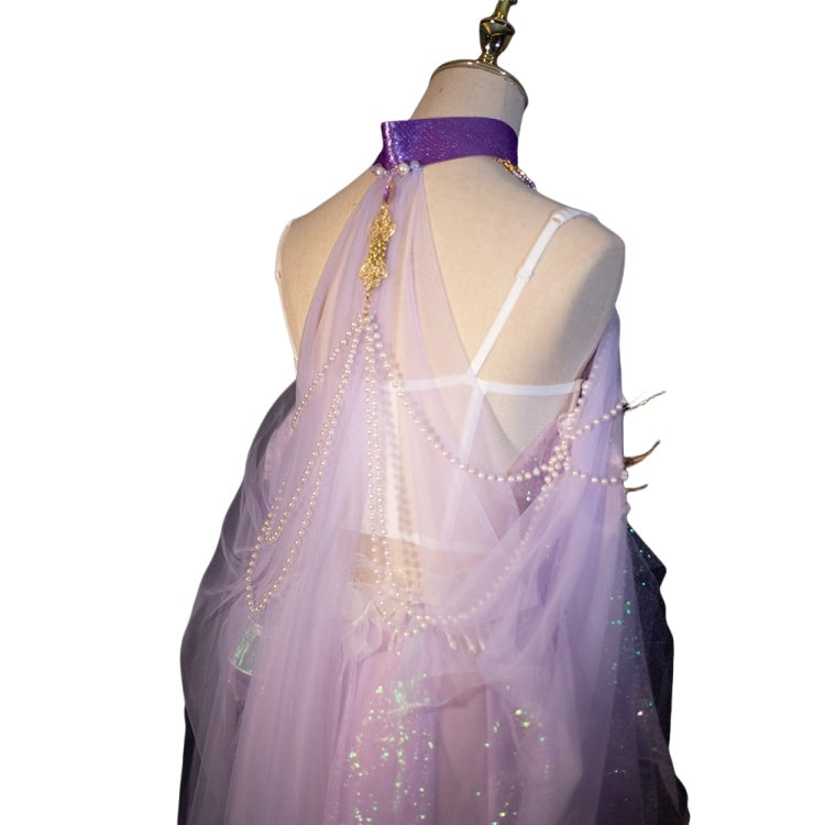 Purple Original Handmade Mermaid Princess Ocean Element Corset Fishtail Skirt Set - Unique Cosplay Costume - Halloweez