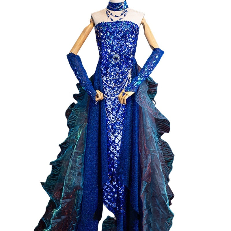 Dragon King Ao Run Cos Mermaid Tail Sparkling Debutante Gown Princess Costume - Chinese Mythology Cosplay - Halloweez