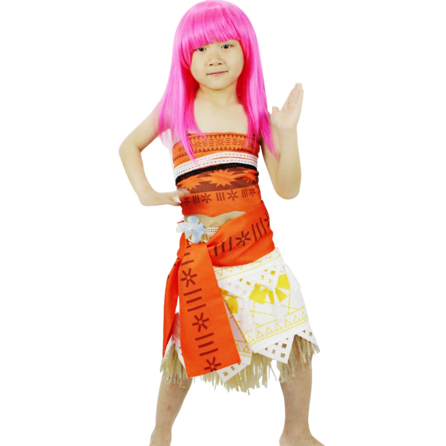 Moana Costume for Kids, Maui Outfit, Princess Dress with Grass Skirt for Halloween Cosplay - Halloweez