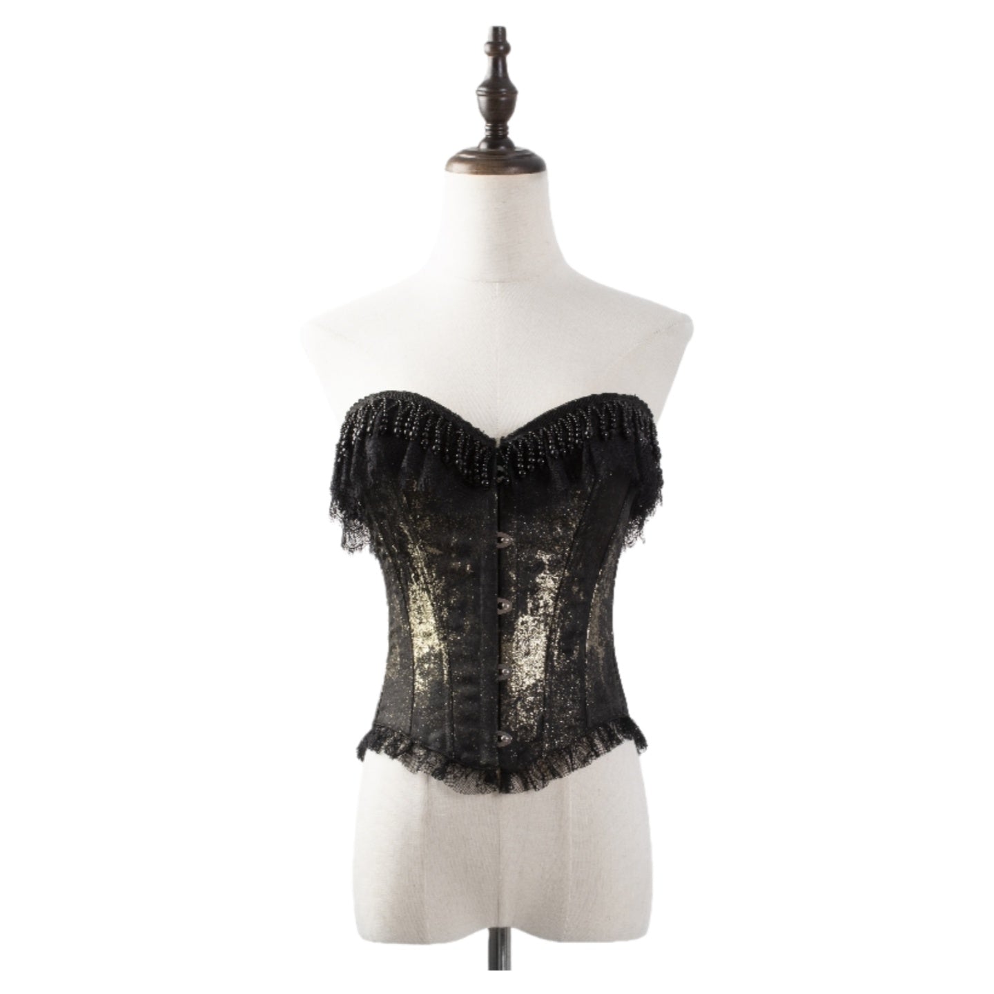 Gothic Lolita Underbust Corset Top with Boning Adjustable Dark Purple Cosplay Costume - Halloweez
