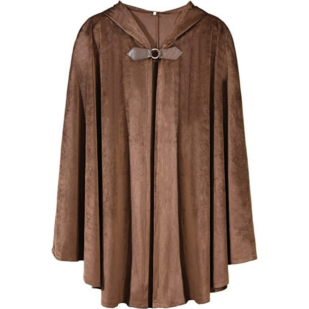 Medieval Deer Suede Cloak Halloween Vintage Battle Warrior Magic Robe Cosplay Costume - Halloweez