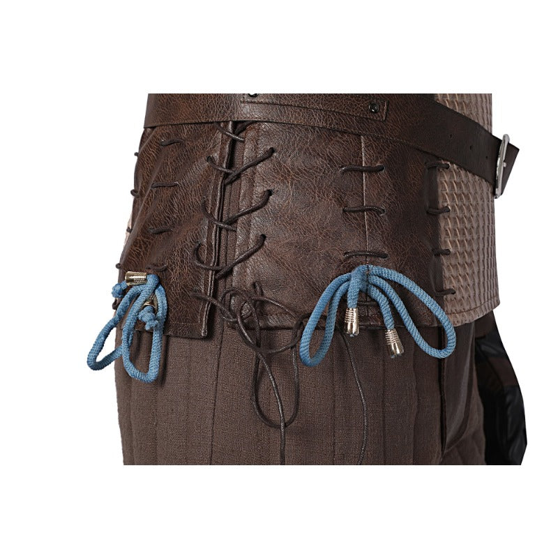 Halloweez Geralt of Rivia Cosplay Leather Jacket - Wild Hunt Hero Suit for Halloween