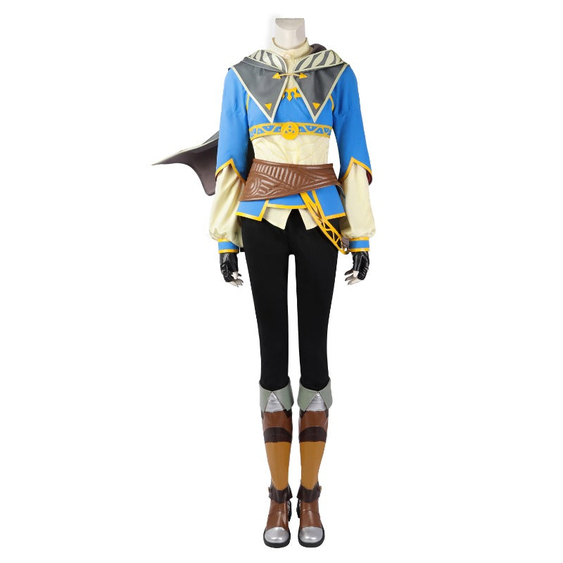 Costume de cosplay bleu de la princesse Zelda d'Halloween - Tenue inspirée de Breath of the Wild pour Halloween et événements spéciaux