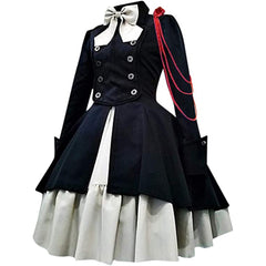 Medieval Renaissance Gothic Steampunk Dress with Bow Long Sleeve Lace Cosplay Costume