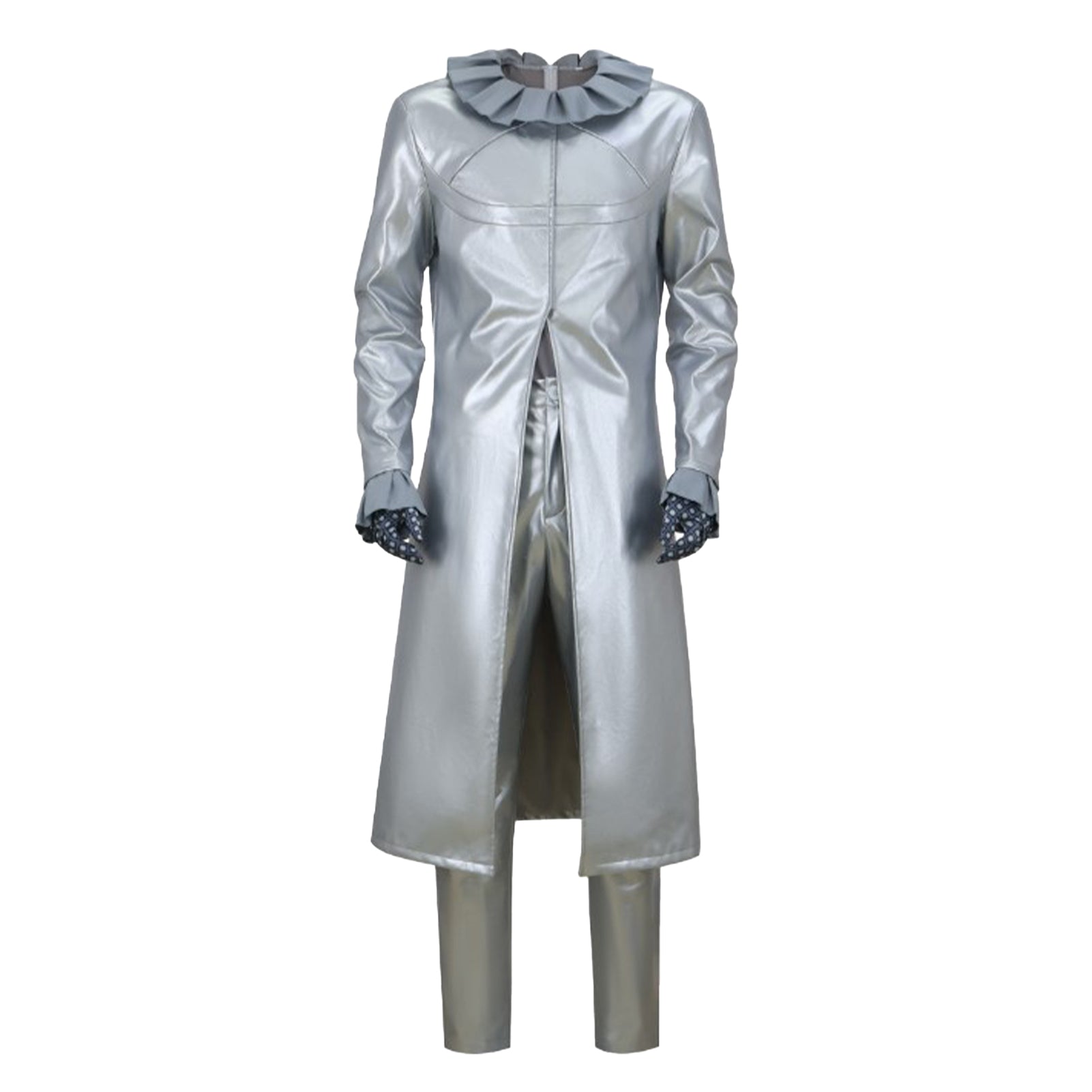 JoJo's Bizarre Adventure Steel Ball Run Funny Valentine Silver Trench Coat Full Cosplay Costume Set - Halloweez