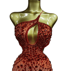 Sexy Sheer Mesh Diamond Backless Bodycon Dress for Nightclub Cosplay Party - Black - Halloweez