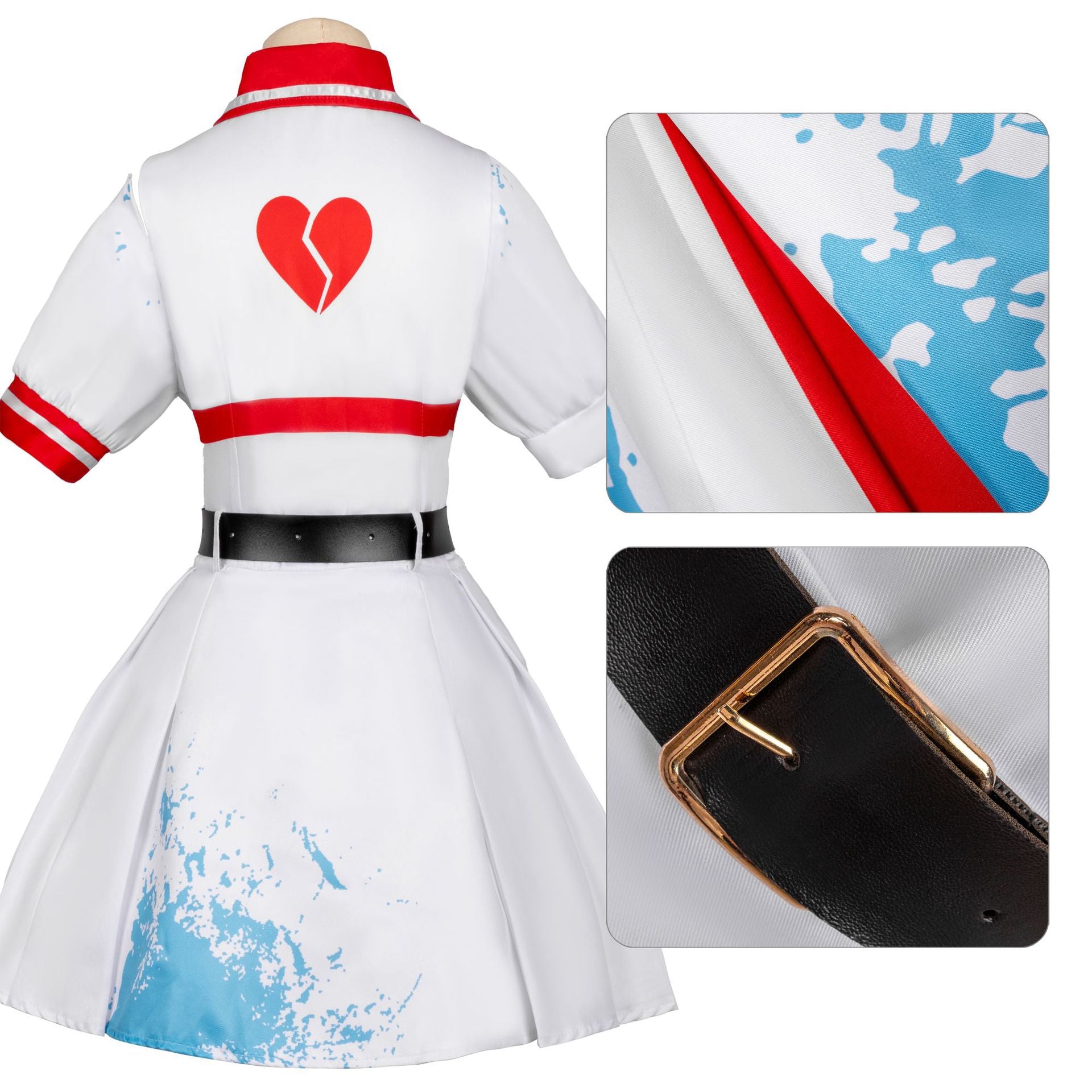 Eggy Party Cosplay Costume Nurse Hearth Anime Outfit for Women and Kids - Halloweez