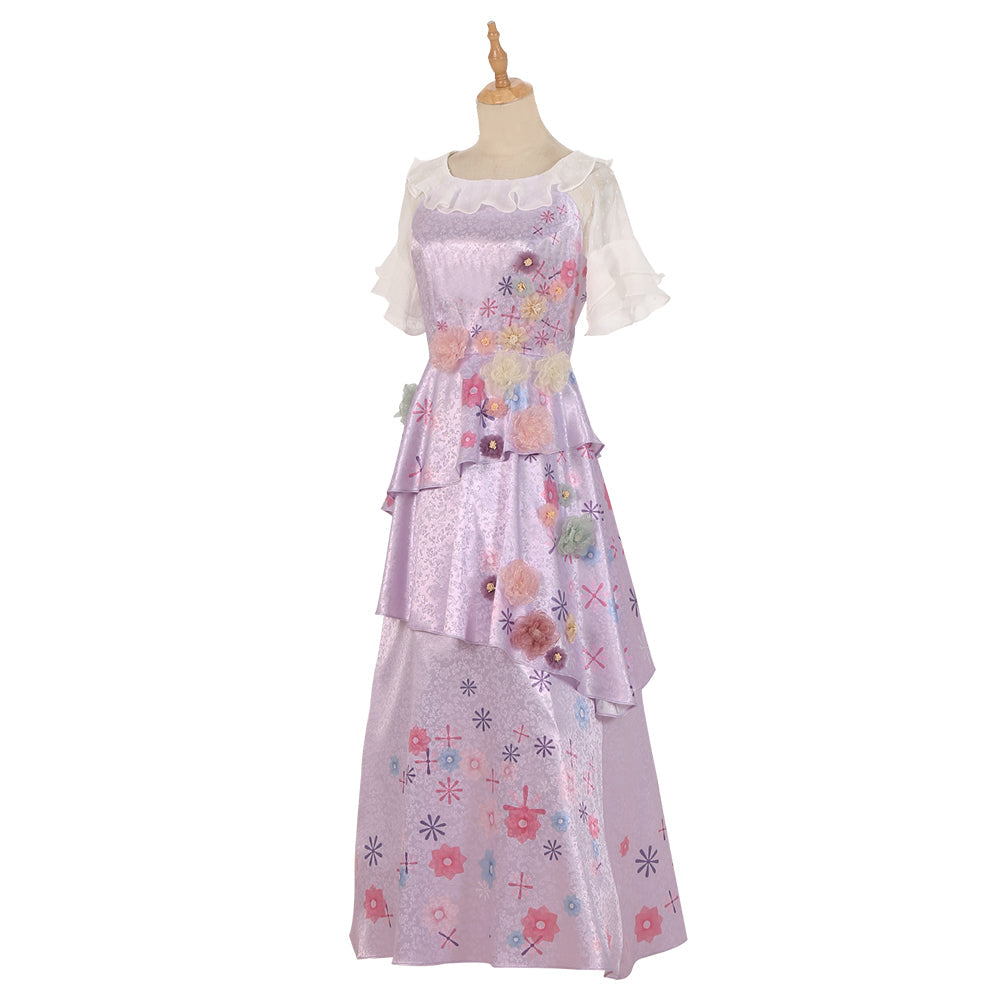 Costume élégant Isabela Madrigal pour femme - Robe fleurie rose pour Halloween