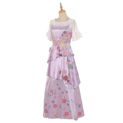 Elegante disfraz de Isabela Madrigal para mujer: vestido floral rosa para Halloween