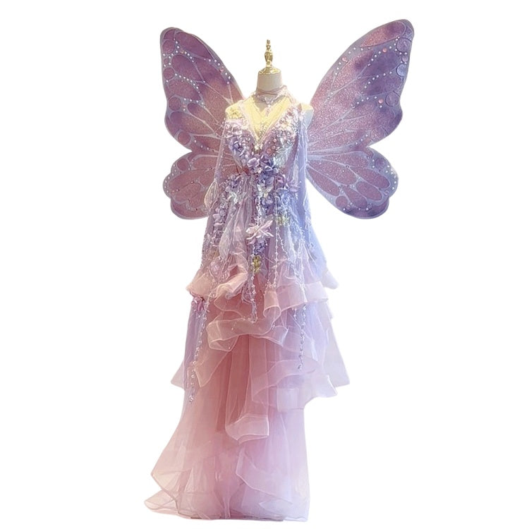 Original Handmade Dreamy Ethereal Nordic Mythology Wisteria Goddess Photography Dress - Halloweez