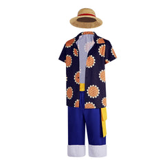 Anime One Piece Luffy Cosplay Costume Sunflower Shirt Halloween Outfit - Halloweez