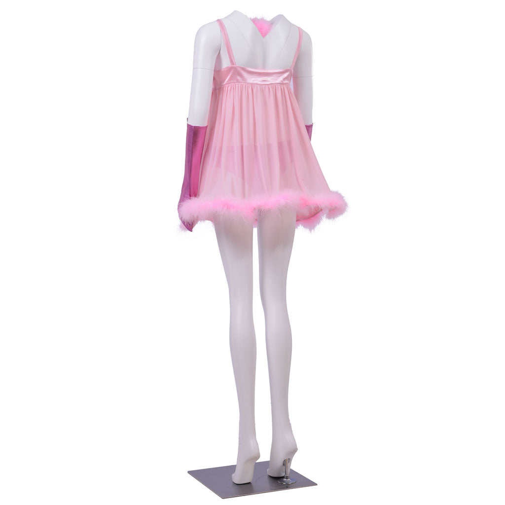 Official Austin Powers Fembot Cosplay Costume: Women's Sexy Plush Mini Dress & Suspender Set