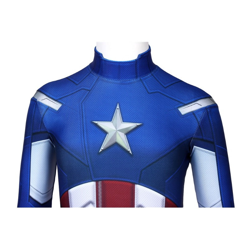 Halloweez Kids Captain America Cosplay Costume - Classic Blue Spandex Suit for Children