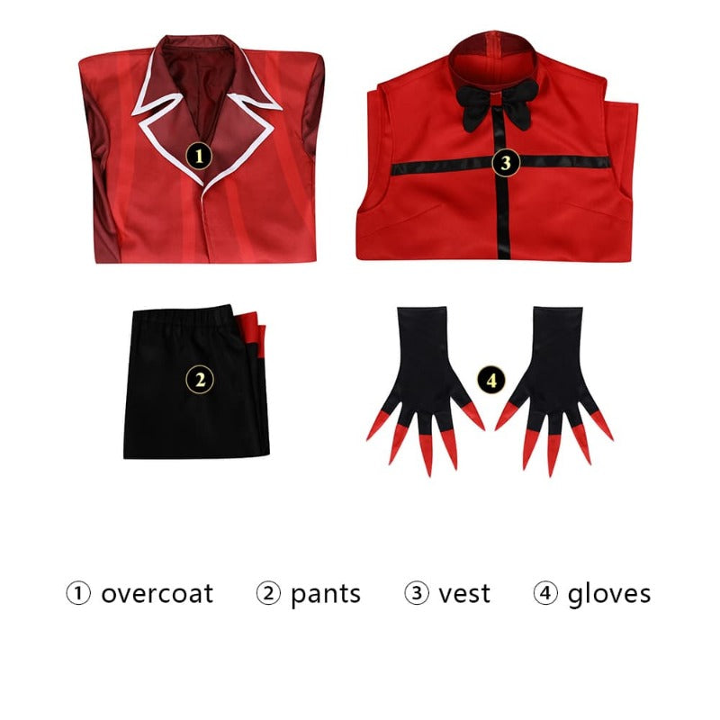 Stylish Red Tuxedo with Black Pants - Men's Anime Costume for Halloween