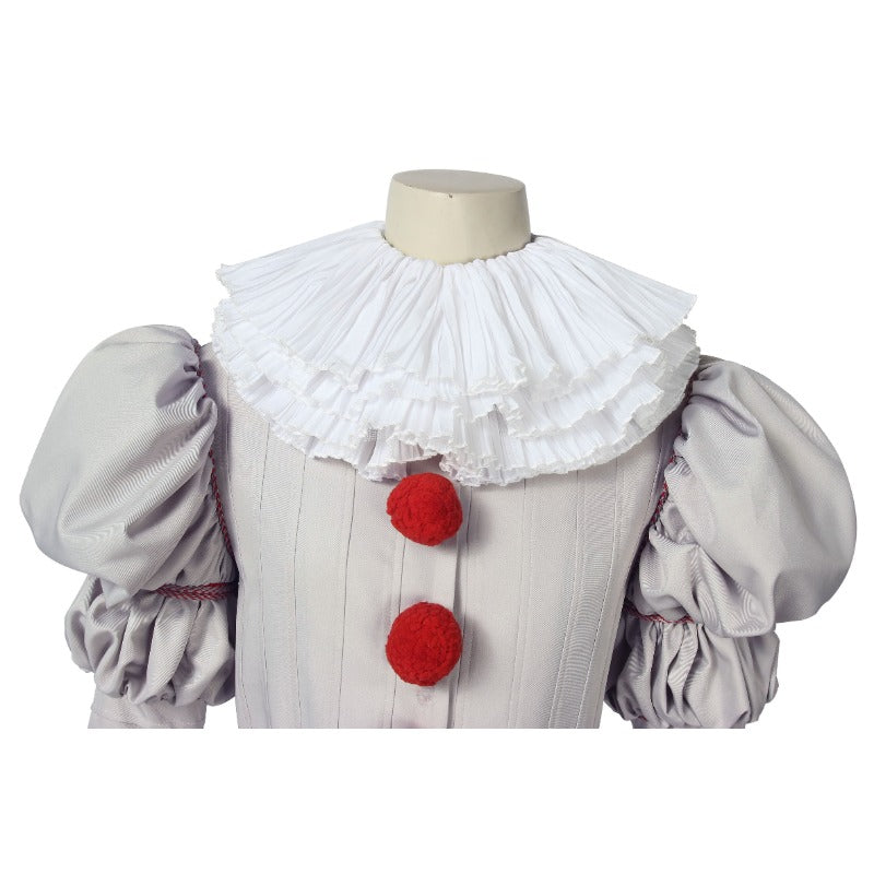 Halloweez Dancing Clown Joker Cosplay Costume with White Scarf and Accessories - Perfect Halloween Outfit