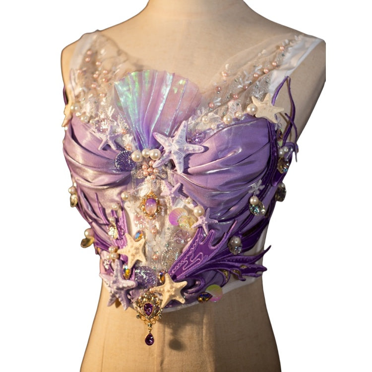 Purple Original Handmade Mermaid Princess Ocean Element Corset Fishtail Skirt Set - Unique Cosplay Costume - Halloweez