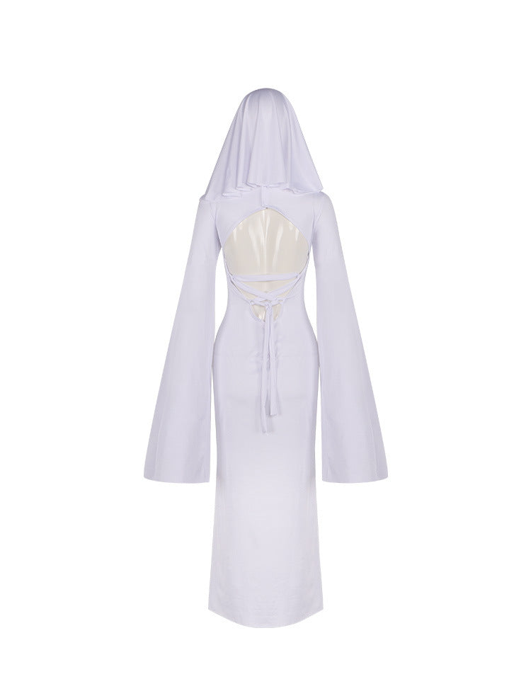 Ghost Girl Cosplay Halloween Apricot Madame Costume Dress White Adult