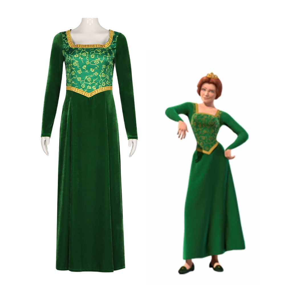 Monster Shrek Cosplay Costume Princess Fiona Green Dress Role Play Costume for Cosplay Performance - Halloweez