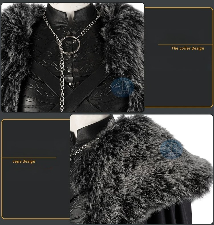 Game of Thrones Season 8 Sansa Stark Cosplay Full Set Outfit, A Song of Ice and Fire Same Style Medieval Costume for Women - Halloweez