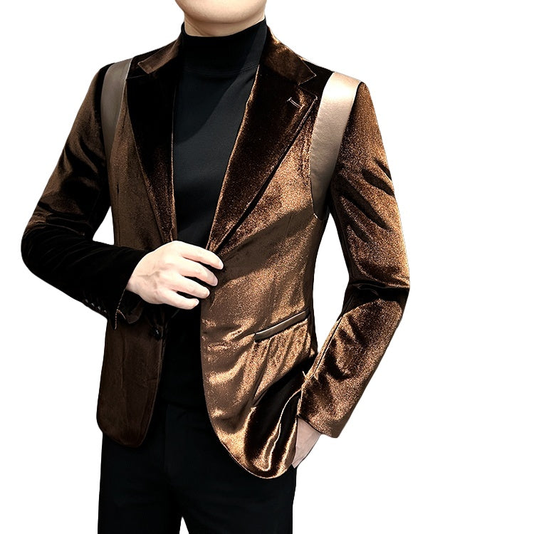 Velvet Blazer Men's Suit Jacket 2025 New Style Luxury Velvet Tuxedo for Hosts Cosplay Formal Wear - Halloweez