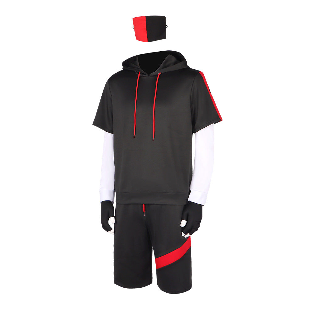 Ikonik Costume Game Cosplay Patchwork Short Sleeve Hoodie Halloween Performance Outfit - Halloweez