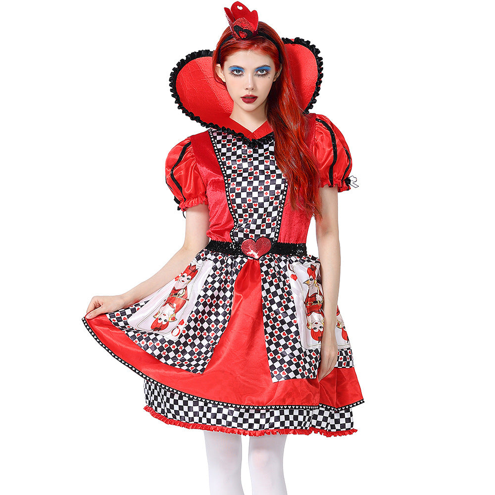 Queen of Hearts Cosplay Costume Alice in Wonderland Halloween Dress