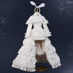 Hatsune Miku White Rabbit Lolita Cosplay Gown, Custom Outfit for Halloween & Comic Con