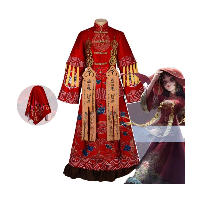 Fifth Personality cos Paper Bride Linkage 2D Anime Costume Halloween Ghost Bride Cosplay Costume Full Set - Halloweez