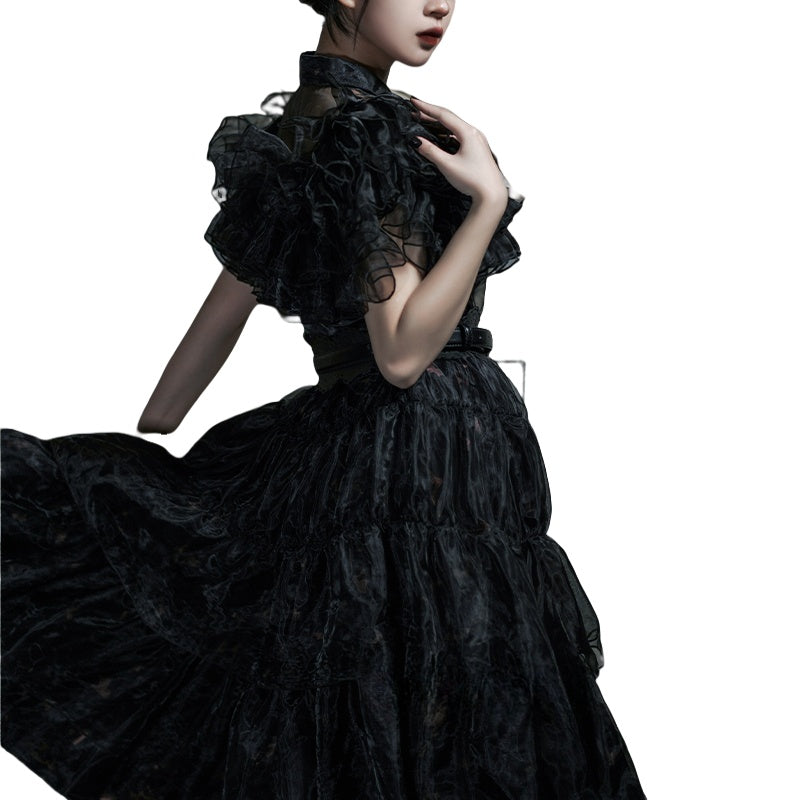 Adams Family Wednesday Addams Cosplay Dress for Women - Halloween Ball Gown Costume - Halloweez