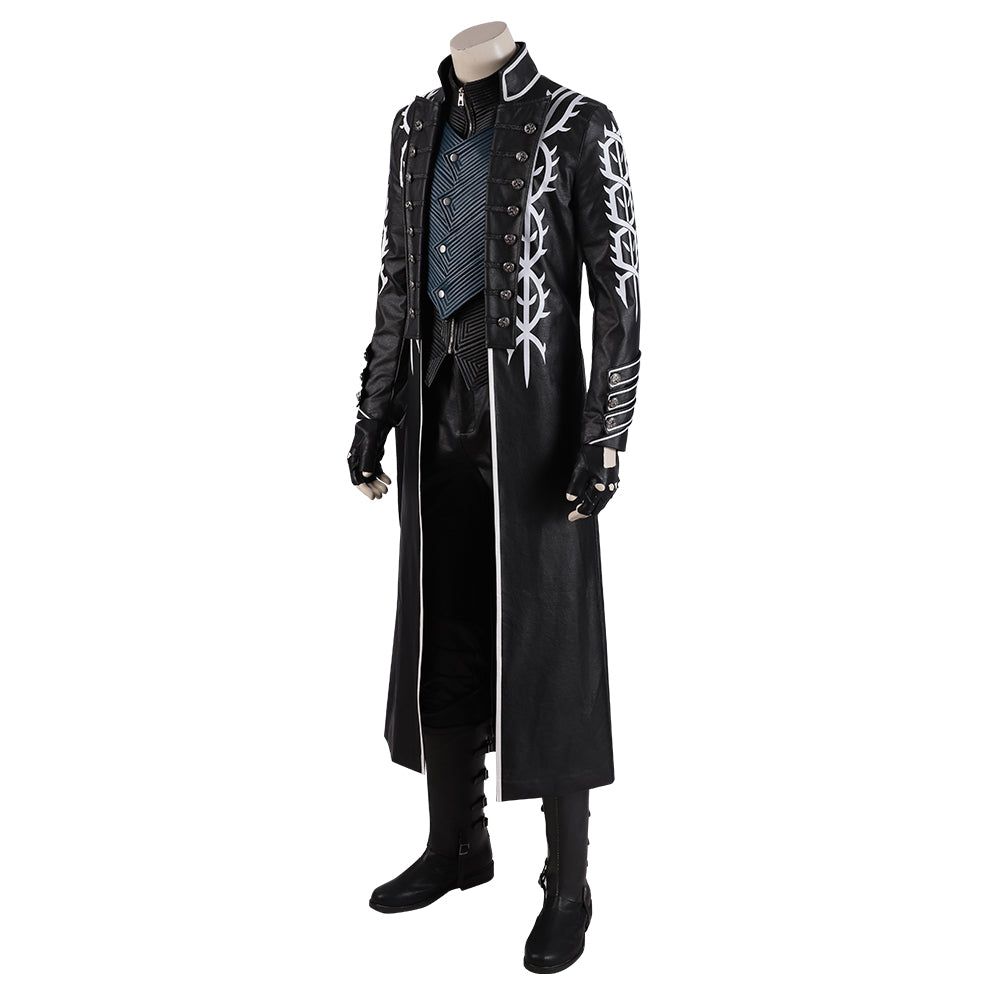 Premium Devil May Cry 5 Vergil Deluxe Cosplay Costume Full Set with Coat and Yamato - Halloweez