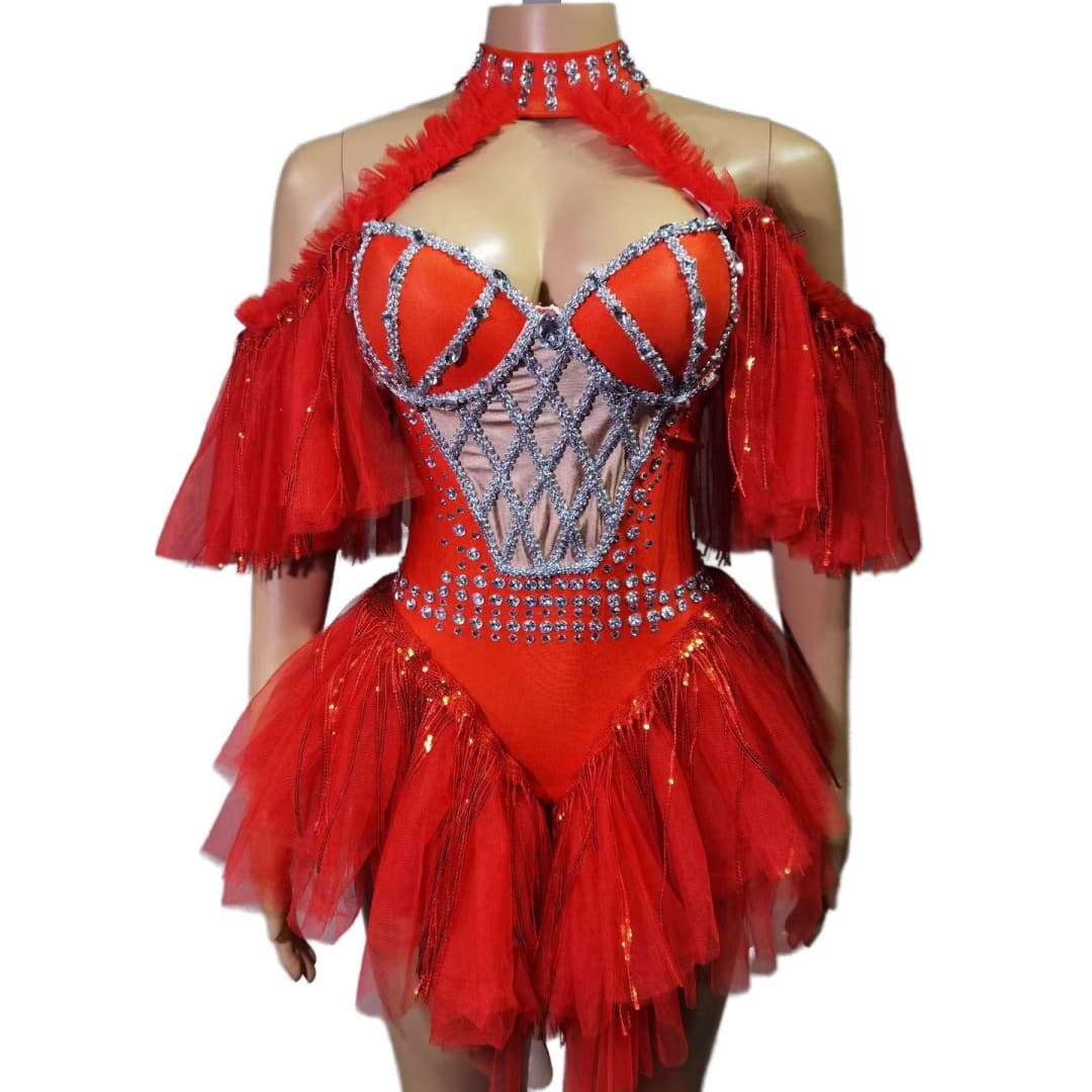 Golden Sequin Masquerade Dress - Mechanical Style Stage Performance Costume for Women's Party, Cosplay, and Photo Shoots - Halloweez