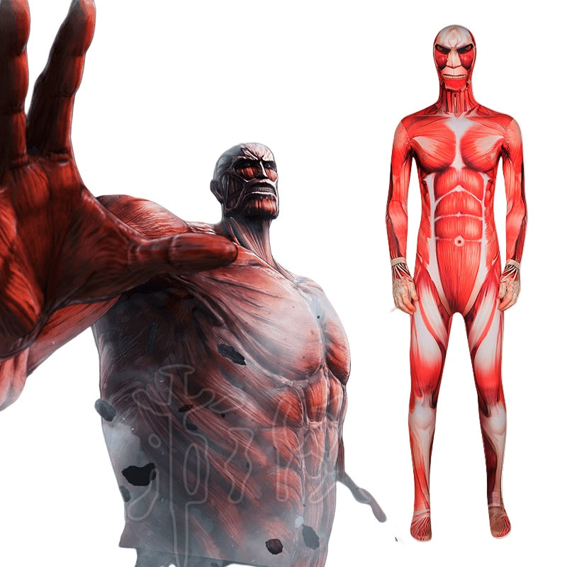 Attack on Titan Colossal Titan Muscle Suit Jumpsuit Cosplay Halloween Costume - Halloweez