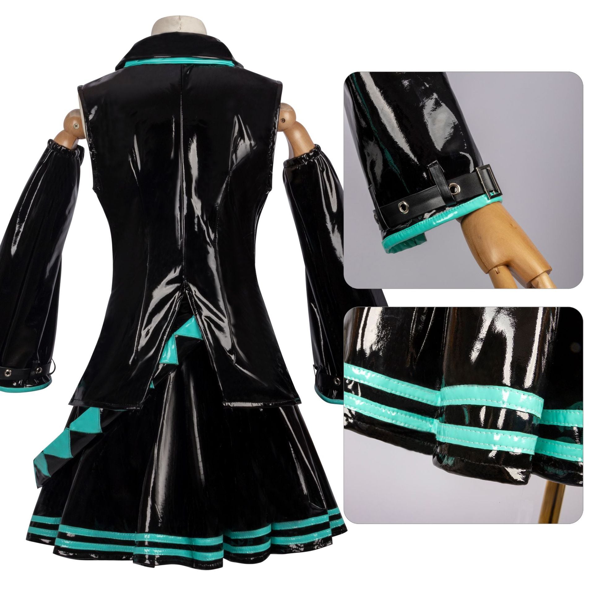 Virtual Idol Anime Cosplay Costume - Stretch Leather Official Outfit for Women - Halloweez