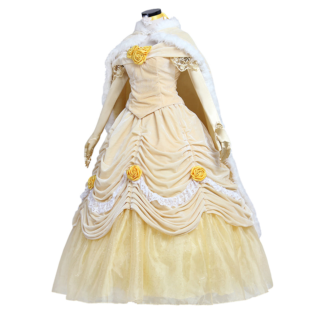 Costume de cosplay Belle pour Halloween | Robe de princesse Disney enchanteresse pour Halloween et cosplay